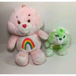 Vintage Kenner 1983 CARE BEAR GOOD LUCK BEAR Cheer Bear Green Shamrock Lot Of 2